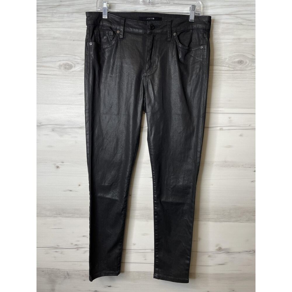 Joes Jeans Womens 30 Black Coated‎ Skinny Pants Mid Rise Stretch BEXCTW5968 2016